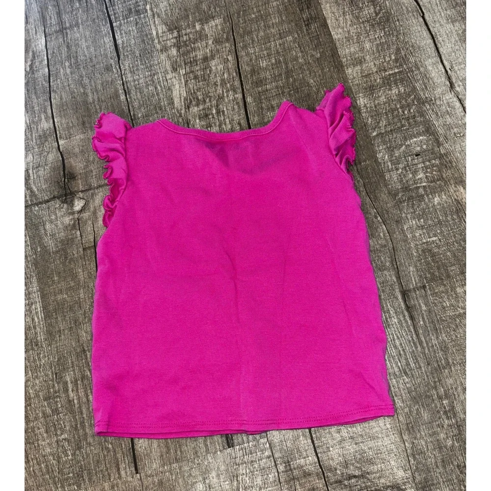 Gymboree‎ Girls Pink Peacock Embroidered Ruffle Sleeve Cotton Top 18-24M